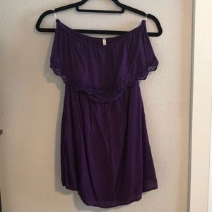 Purple strapless dress